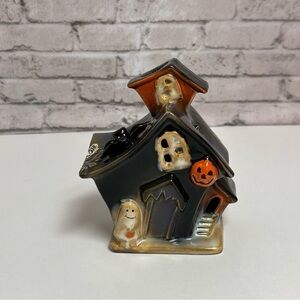 Halloween Haunted House Porcelain Ghost Pumpkin Bat on Roof